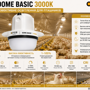 ONCE DOME Basic 3000K світильник для бройлерів у сучасному пташнику